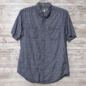 Duluth Trading Co Shirt Mens Medium Relaxed Fit Blue Button Down Short Sleeve
